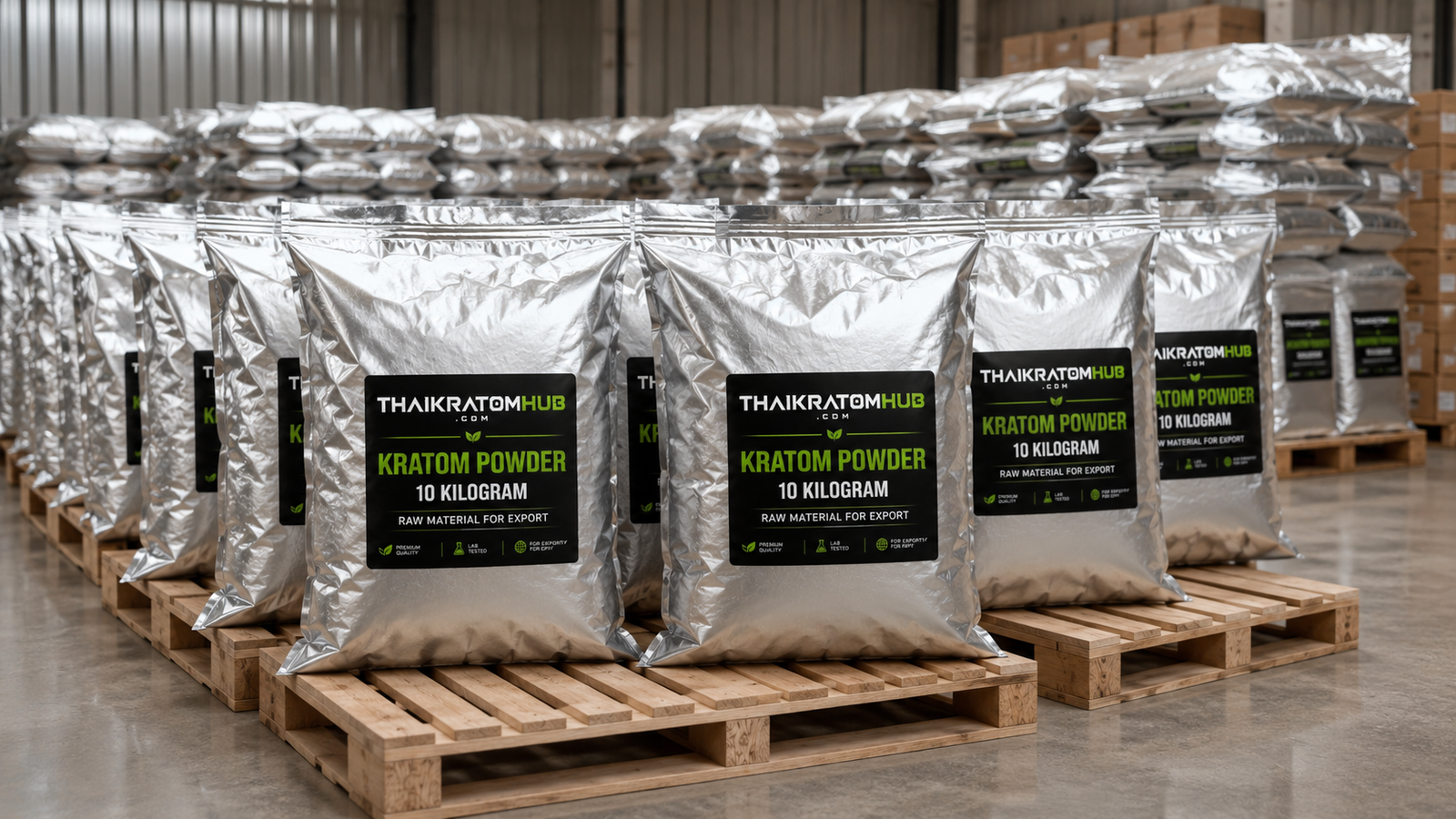 Bulk Thai kratom raw material bags ready for export